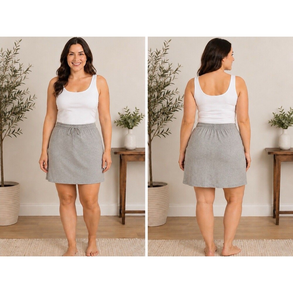 Sierra Women’s Grey Jersey Knit Pull On Skirt Large Elastic Waist, Casual Comfor